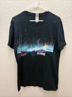 Gildan Black Tee with Blue and Purple Landscape Graphic